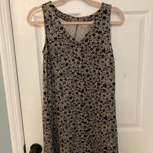 Garnet Hill Button Front Cotton Knit Tank Dress (Black)